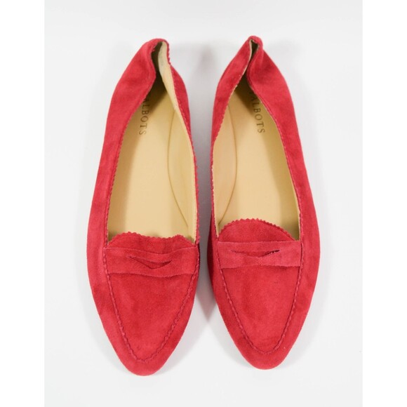 Talbots Shoes - Talbots Red Suede Leather Slip On Pointed Toe Penny Loafers Flats Sz 9M